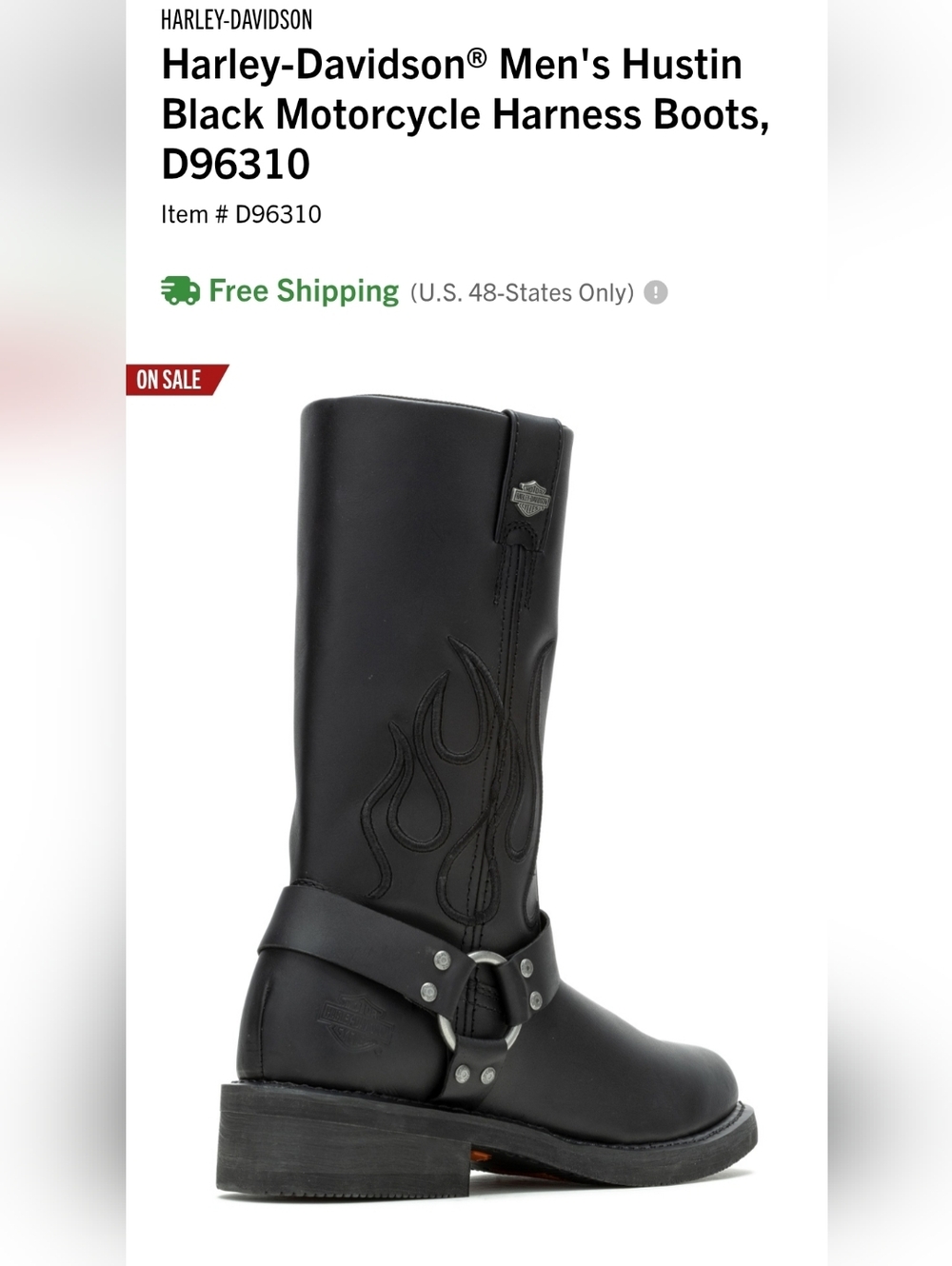 Harley-Davidson Black Leather Motorcycle Harness Boot